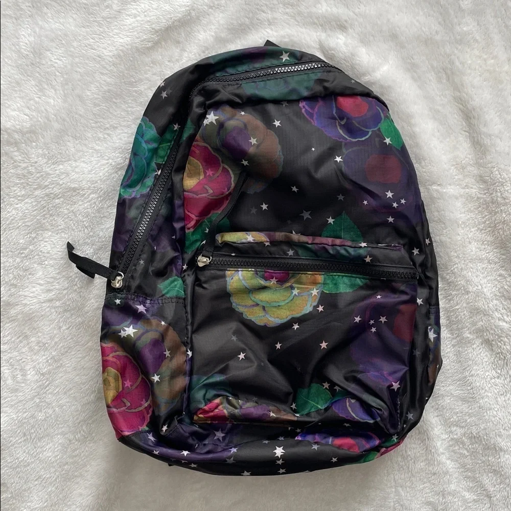 Cynthia Rowley Starry black floral backpack NWT